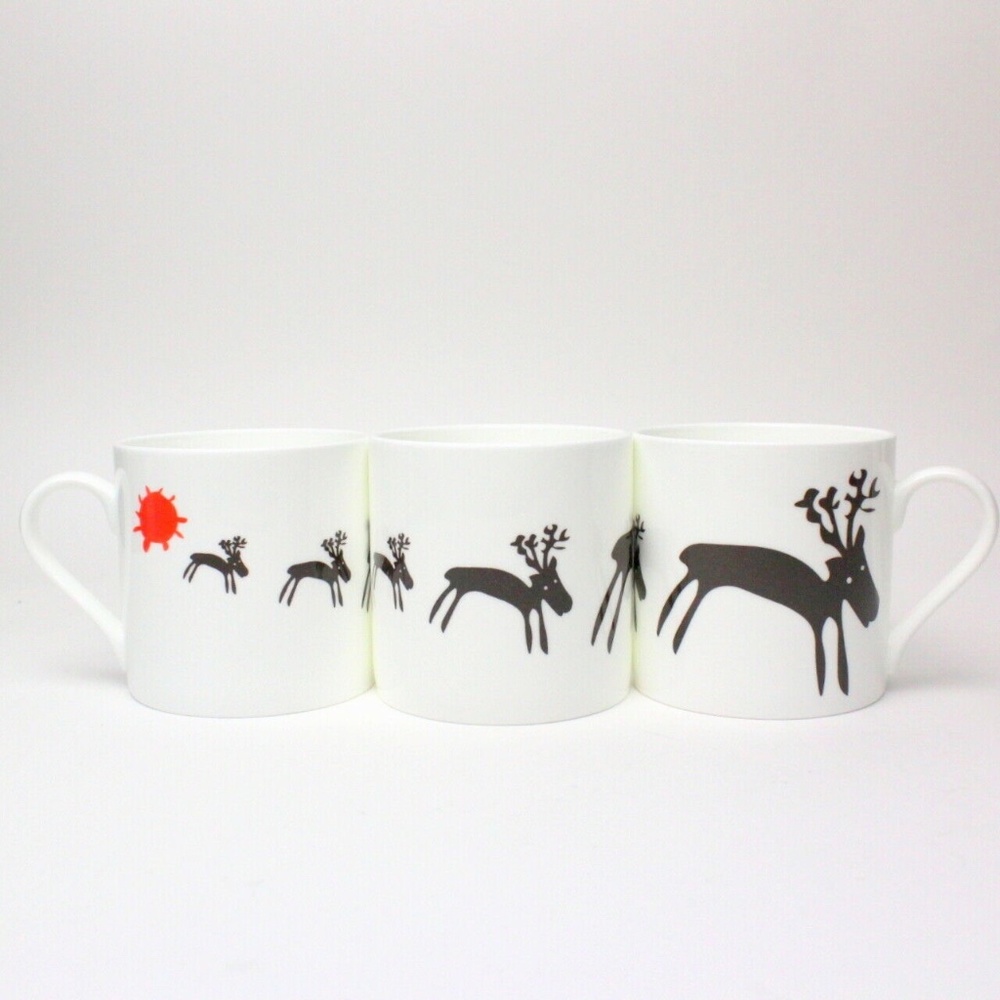 NEW McLaggan Smith + The Black Rabbit Reindeer Christmas Coffee Mug Bone China